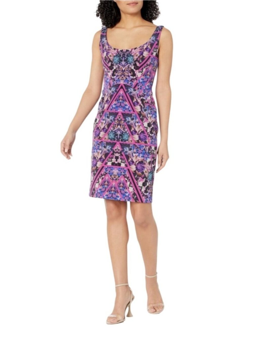 Lands End Multi Color Paisley Sleeveless Knee Length Dress Womens 14 Square Neck